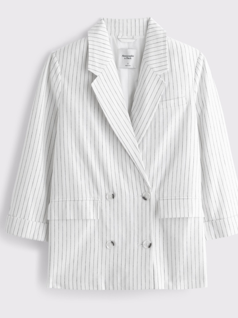 Abercrombie & Fitch White Blazer with Thin Black Pinstripes